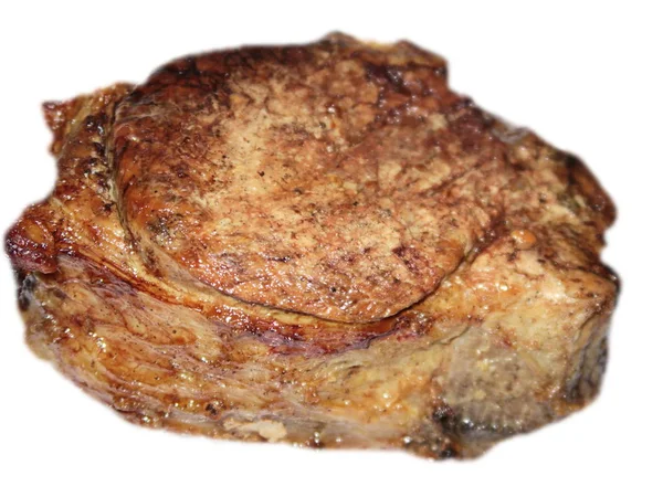 Close Beeld Van Smakelijke Gekookt Vlees Tegen Witte Achtergrond — Stockfoto