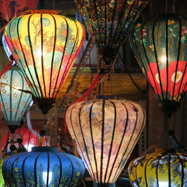 Modello Molte Luminose Lampade Colorate Fatte Mano Vietnam — Foto Stock