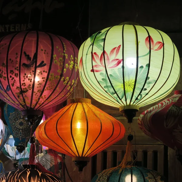 Modello Molte Luminose Lampade Colorate Fatte Mano Vietnam — Foto Stock