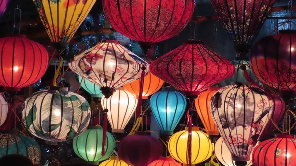 Modello Molte Luminose Lampade Colorate Fatte Mano Vietnam — Foto Stock