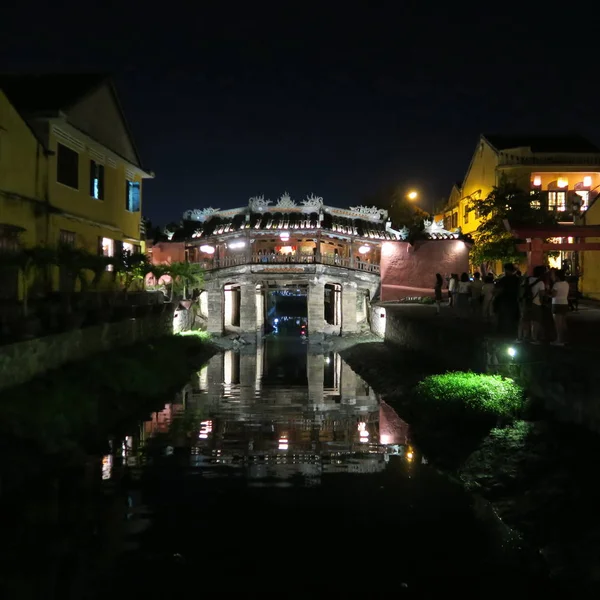 Вечером Хойане Город Портных Портных Красивый Старый Город Речными Лодками — стоковое фото