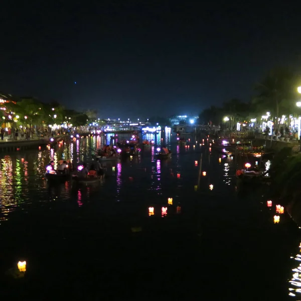 Por Noche Hoi Ciudad Los Sastres Lampions Hermoso Casco Antiguo —  Fotos de Stock