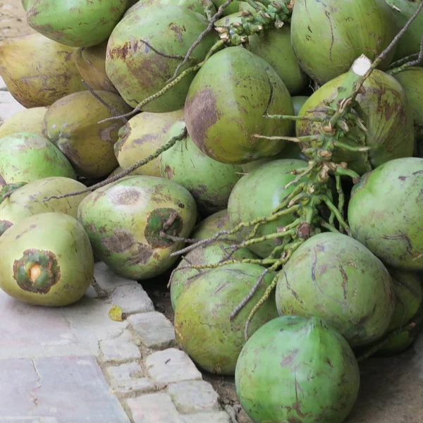 Reife Kokosnüsse Zum Verkauf Auf Der Straße Asien Stockbild
