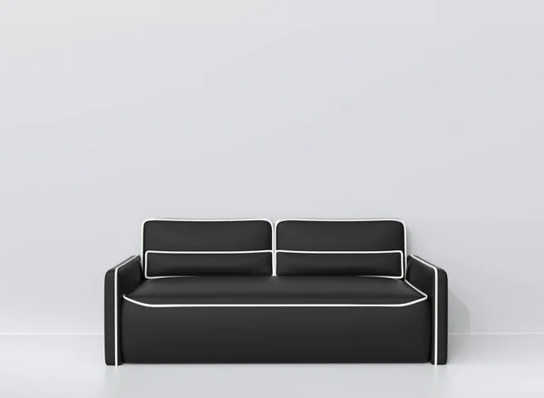 Modernes Schwarzes Ledersofa Mit Weißen Konturen — Stockfoto