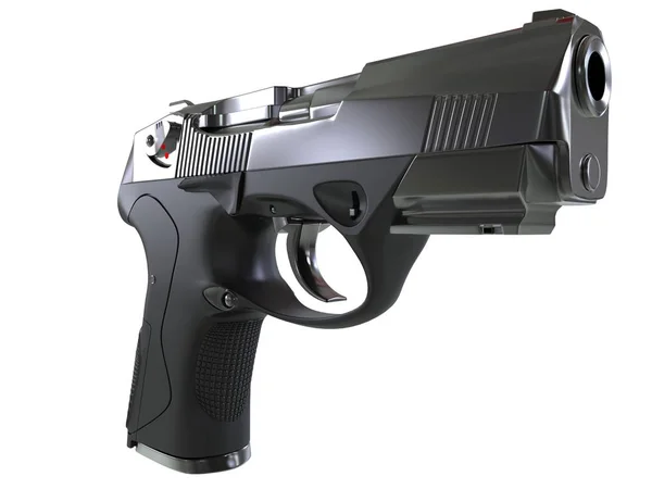 Moderne Semi Automatische Gun Zwart Metaal Met Zwarte Rubberen Handgreep — Stockfoto