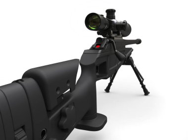 Siyah modern sniper tüfeği - portre vurdu