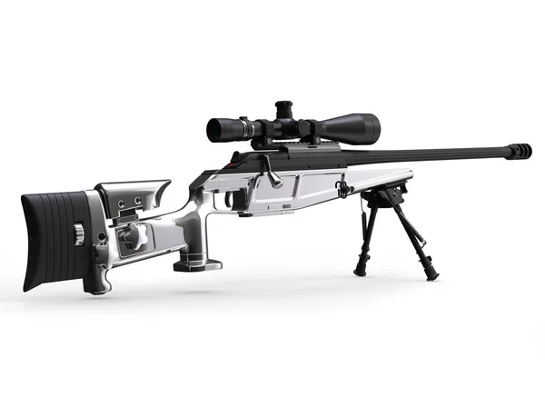 Modern Silver Sniper Rifle — Stock Photo, Image