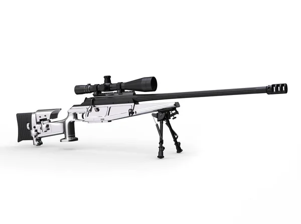 Rifle Sniper Prata Moderna Vista Lateral — Fotografia de Stock