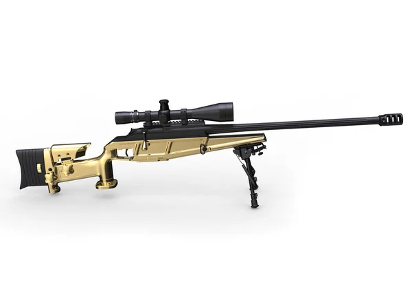 Złote Nowoczesne Sniper Rifle — Zdjęcie stockowe