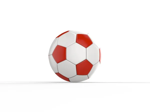 Futebol Vermelho Branco Vista Lateral — Fotografia de Stock