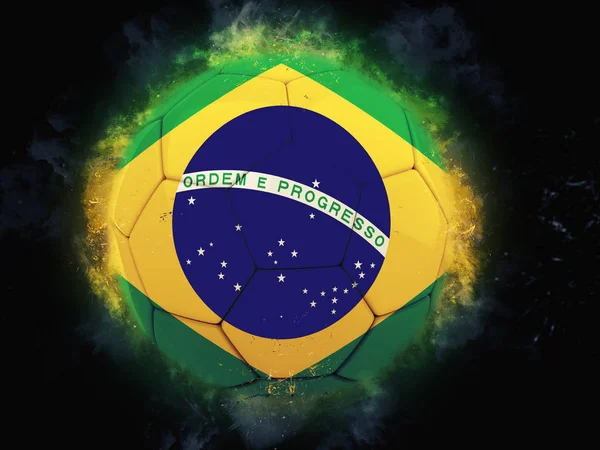 Fotboll Boll Brasilien Flagga — Stockfoto