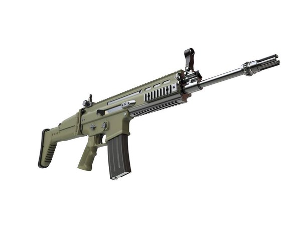 Современная штурмовая винтовка - зеленый - низкоугольный выстрел

