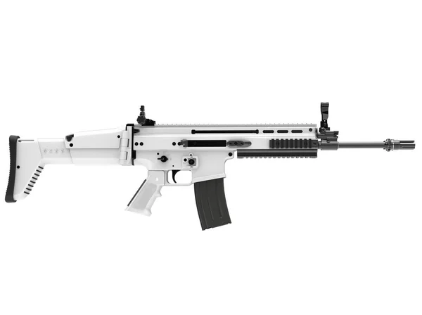 Fusil Asalto Moderno Invierno Blanco Vista Lateral — Foto de Stock