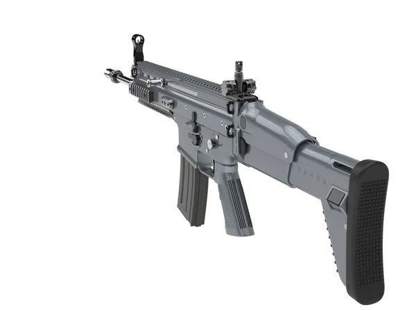 Rifle Asalto Moderno Gris Metálico Vista Trasera — Foto de Stock