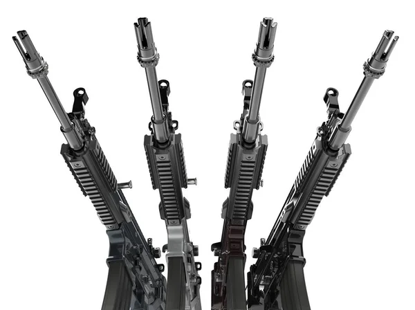 Assault Rifles Low Angle Closeup Shot — Stock Photo, Image