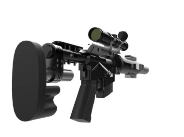 Modern siyah sniper tüfeği - arkadan görünüm