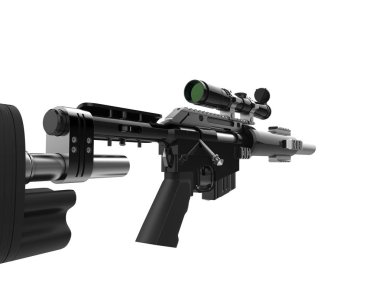Modern siyah sniper tüfeği - arka - 3d resim görüntülemek