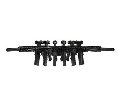 Bir yarım daire modern saldırı tüfekler