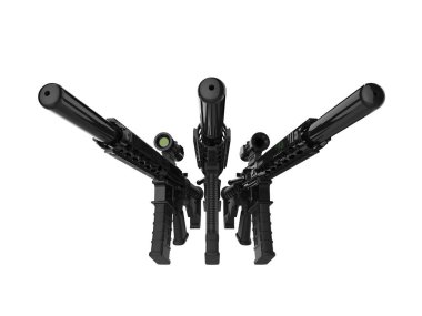 Susturucu ile üç modern assault tüfekler