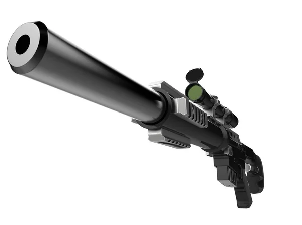 Modern Siyah Sniper Tüfeği Varil Portre Vurdu — Stok fotoğraf
