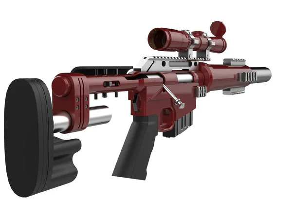 Crimson Modern Sniper Rifle — Stock Photo, Image