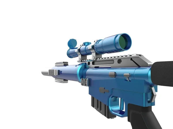 Metalik Gök Mavisi Modern Sniper Tüfeği — Stok fotoğraf