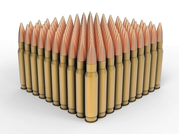 Hundred Big Calibre Bullets — Stock Photo, Image