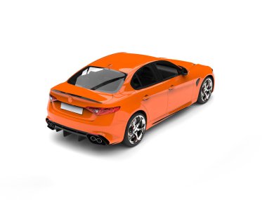 Turuncu modern hızlı araba - kuyruk görünümü üst