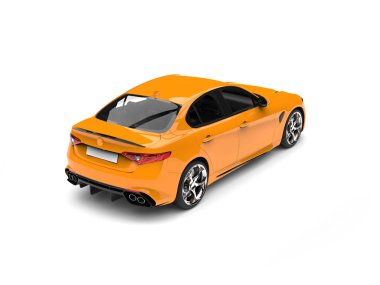 Cyber sarı modern hızlı araba - arkadan görünüm üst