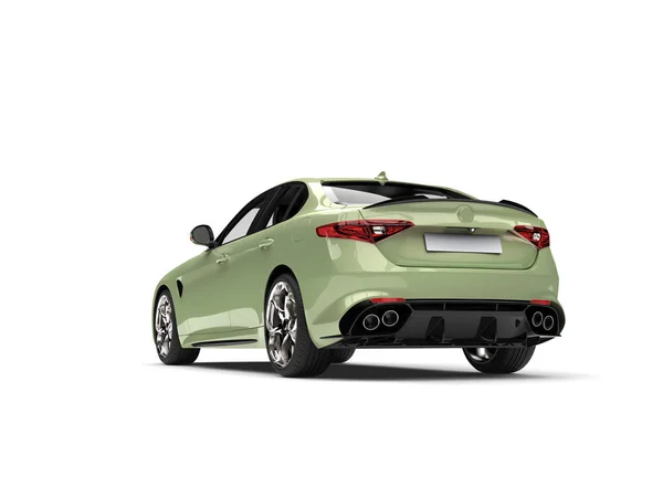 Halvány Pasztell Zöld Modern Gyors Autó Hátsó Nézet — Stock Fotó