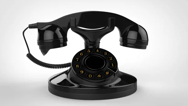 Shiny Black Vintage Telephone Closeup Shot — Stock Photo, Image