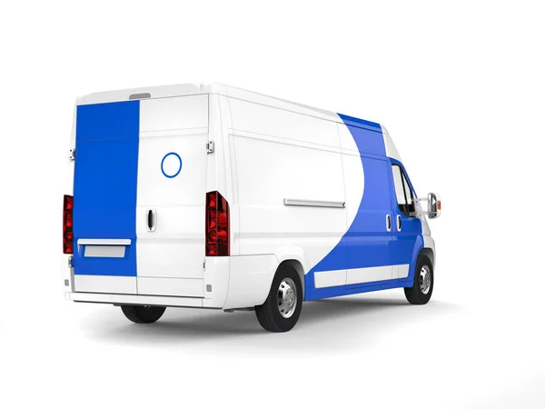 White Delivery Van Blue Details Rear Side View — Stock Photo, Image