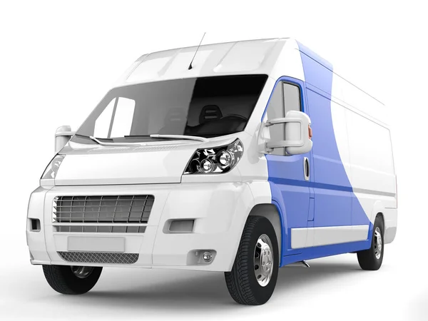 White Delivery Van Blue Details Closeup Shot — Stock Photo, Image