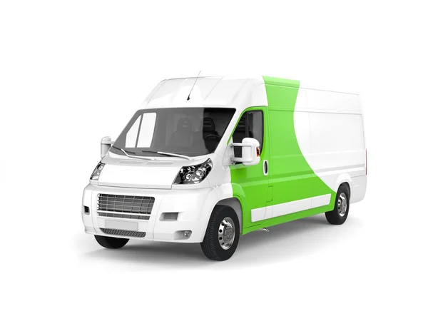 Big White Delivery Van Green Details — Stock Photo, Image