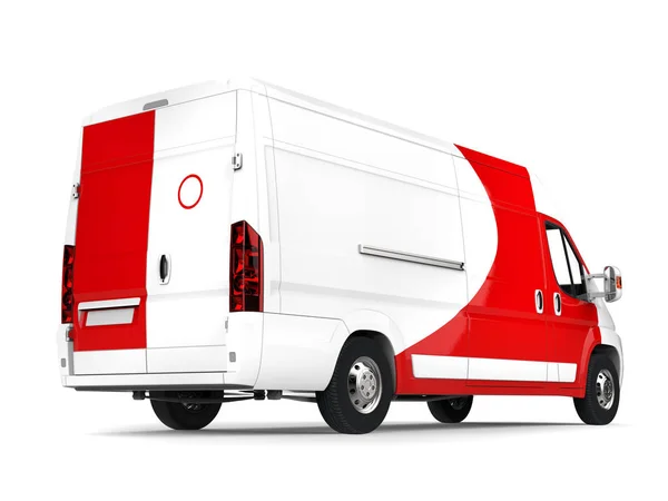 Big White Delivery Van Red Details Tail View — Stock Photo, Image