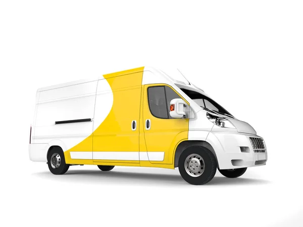 Big White Yellow Delivery Van Studio Shot — Stock Photo, Image