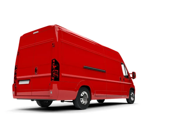 Bright red delivery van - back view