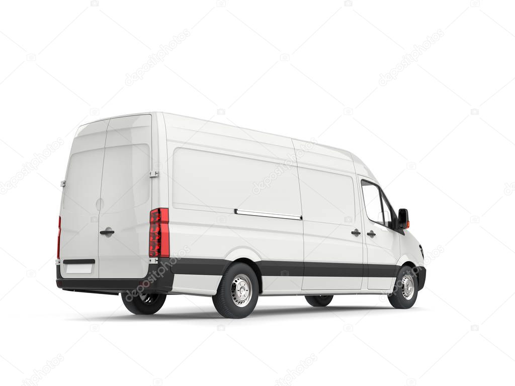 Clean white modern delivery van - rear view