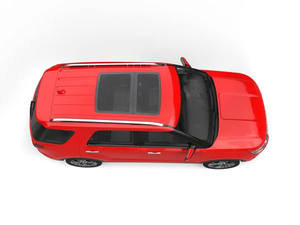 Modern Big Red Suv Top View — Stock Photo, Image