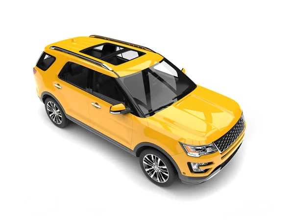 Luminoso Limón Amarillo Moderno Suv Tiro Arriba Hacia Abajo —  Fotos de Stock