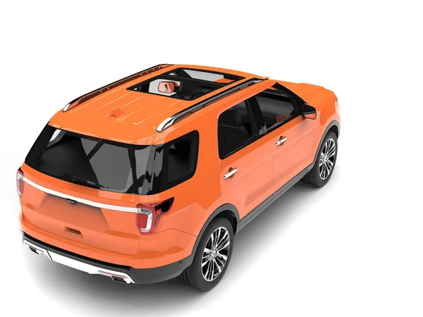 Warm Oranje Moderne Suv Auto Staart Weergave — Stockfoto