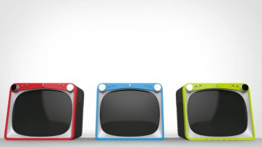 Siyah retro Tv ile kırmızı, mavi ve yeşil cephede ayarlar