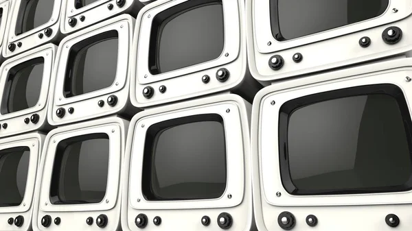 Parede Estilo Vintage Tvs Brancas — Fotografia de Stock