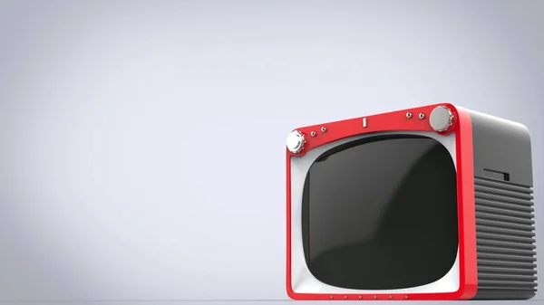 Televisor Estilo Retro Rojo Brillante Con Espalda Negra — Foto de Stock