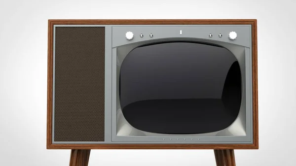 Televisor Vintage Madera Oscura Con Frente Plateado Plano Primer Plano —  Fotos de Stock