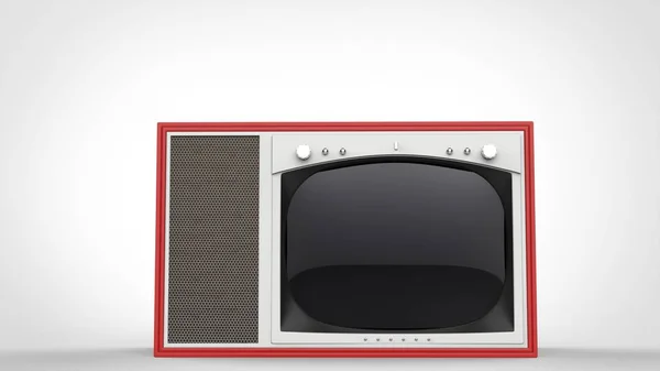 Televisor Vintage Rojo Vieja Escuela Vista Frontal — Foto de Stock