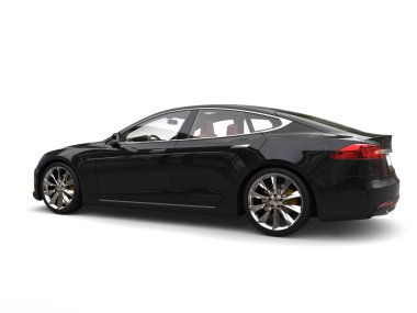 Parlak gece yarısı siyah elektrikli spor otomobil - arka yan görünüm