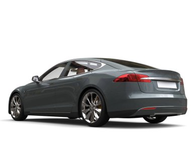 Kayrak gri modern elektrikli spor otomobil - dikiz portre vurdu