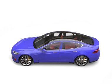 Serin mor modern elektrikli spor otomobil - yan görünüm üst