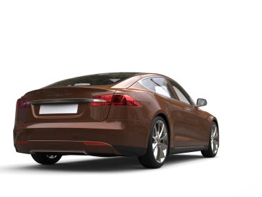 Kahverengi modern elektrikli spor otomobil - arkadan görünüm